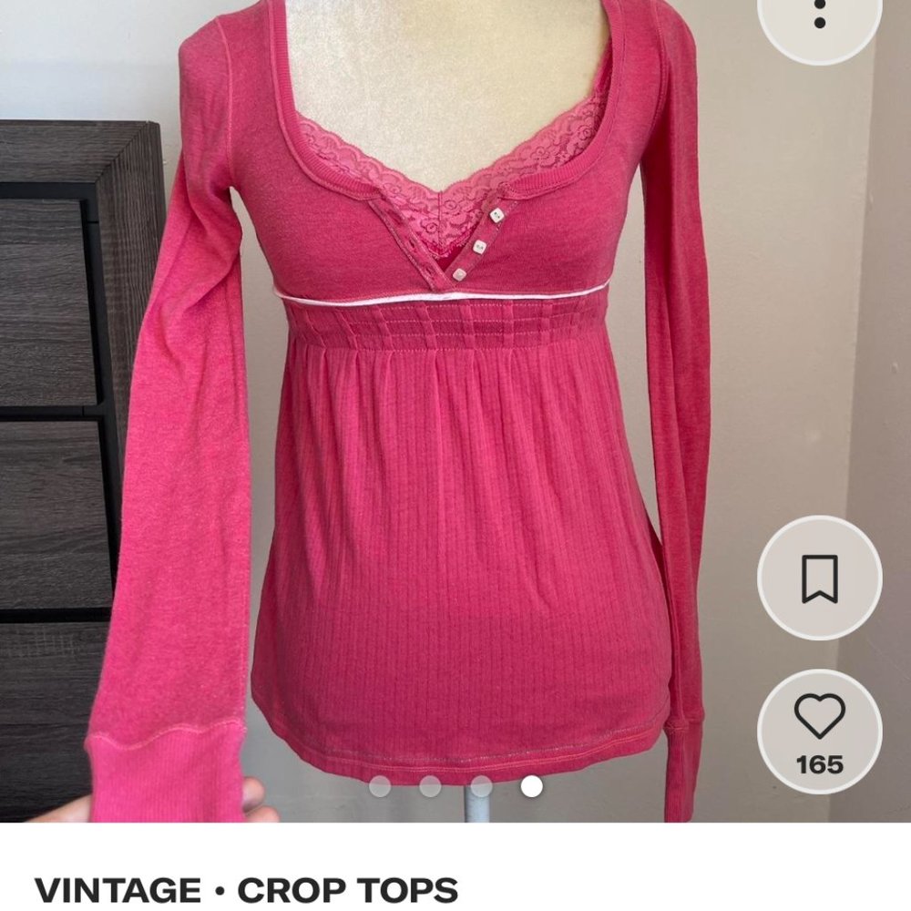 Hot Pink Hollister Long Sleeve Babydoll Top